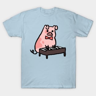 Cute Cartoon Piggy Playing Piano T-Shirt